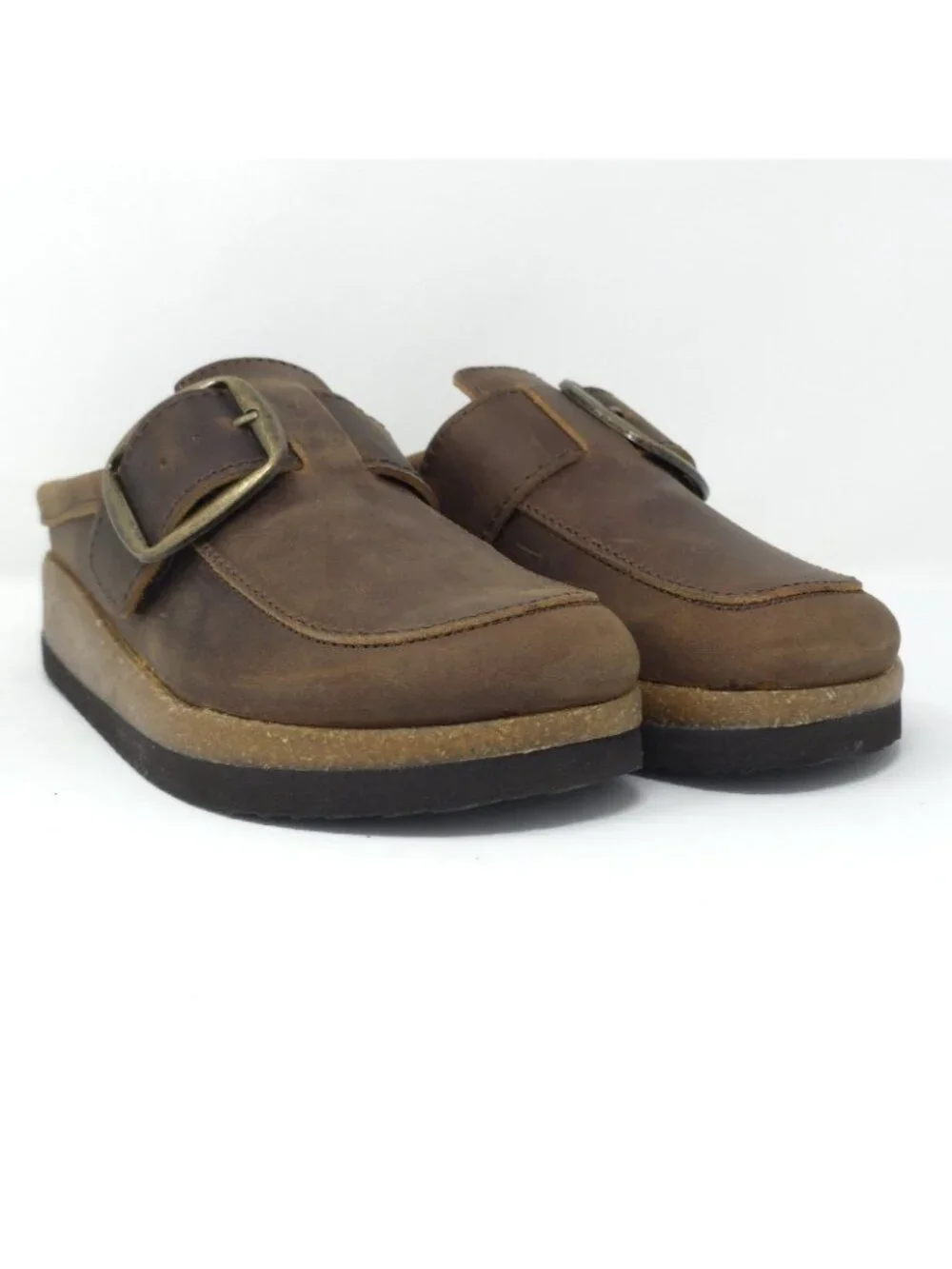 White Mountain Women's Bueno Leather Clog Brown Slip-On Buckle Sz 6M - Picture 2 of 8